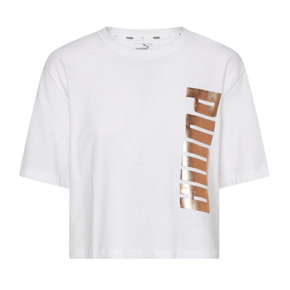 Puma Tops - 🦄2/$20 White Puma Crop top Rose Gold Metallic